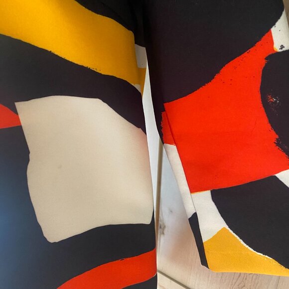 H&M Bold Abstract Color Block 3/4 Sleeve Tunic Shift Dress 6 Scuba orange black - Picture 10 of 14